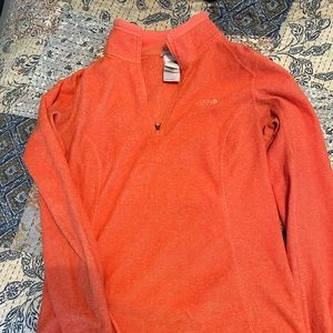 Orange North Face quarter zip. Gently worn, very soft